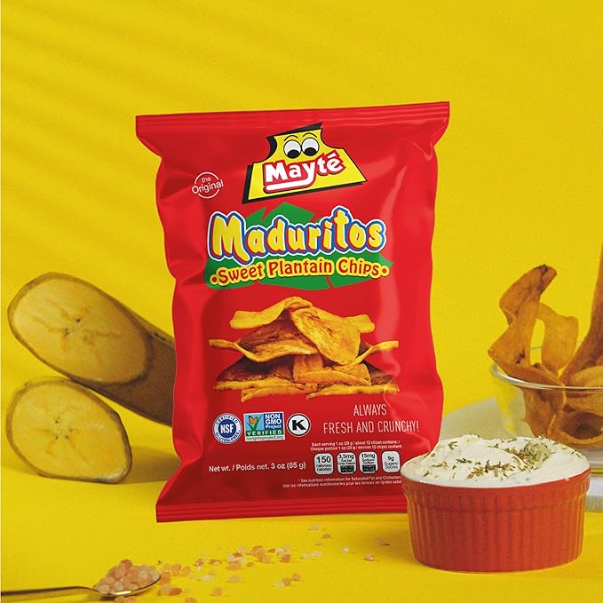 Mayté Maduritos Sweet Plantain Chips – 30 Individual Packs (3oz Each) – Crunchy, Savory, Healthy