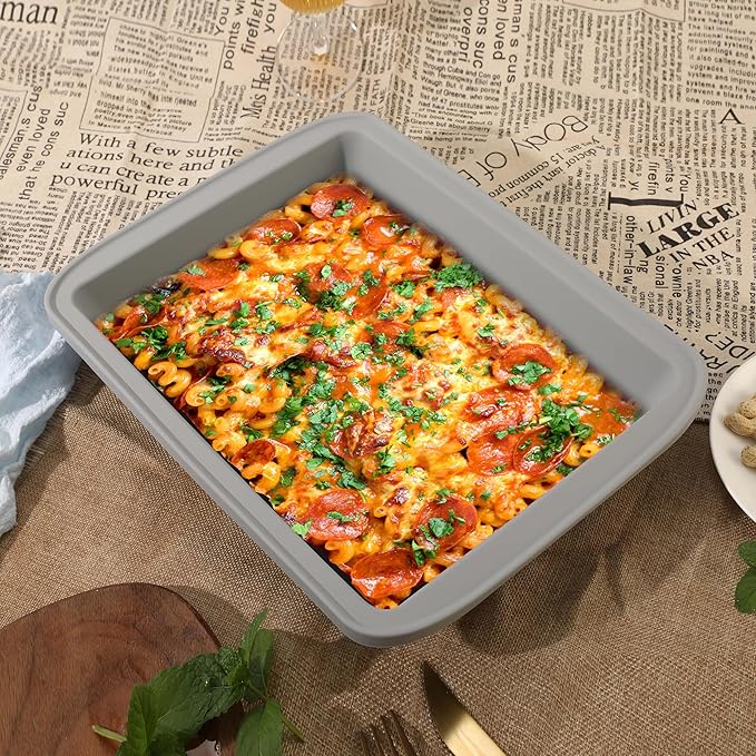 Sunsetbaby Silicone Baking Dish with Handles, Deep Rectangular Bakeware Cake Pan, Compatible with