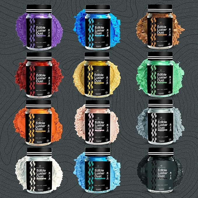 BeePoint Black Edible Luster Dust 15g - Food Grade, Vibrant Color Shimmer Powdered Dust for Drinks
