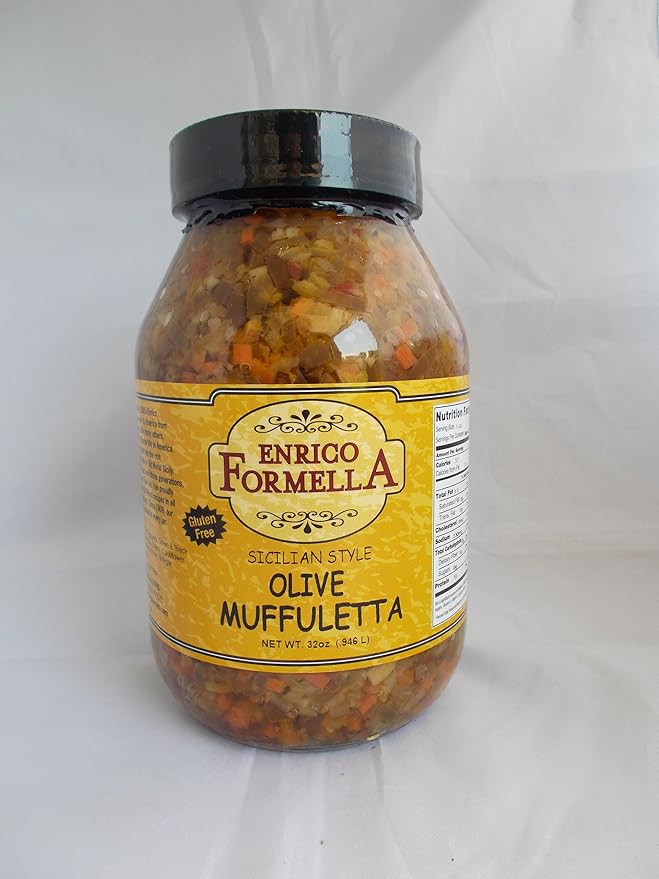 Enrico Formella Hot Muffuletta Salad - Gluten Free Italian Olive Mix - New Orleans Style Sicilian
