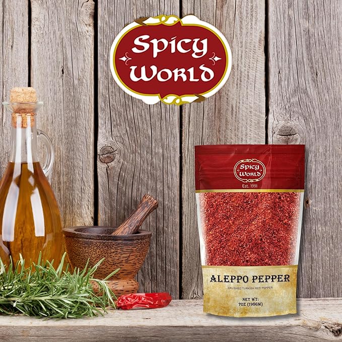 Spicy World Aleppo Pepper Flakes 7 oz | Authentic Turkish Chili Spice for Exquisite Heat & Flavor |