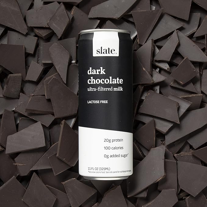 Slate Milk - High Protein Milk Shake - Dark Chocolate - Lactose Free, 20g Protein, 1g Sugar, 100