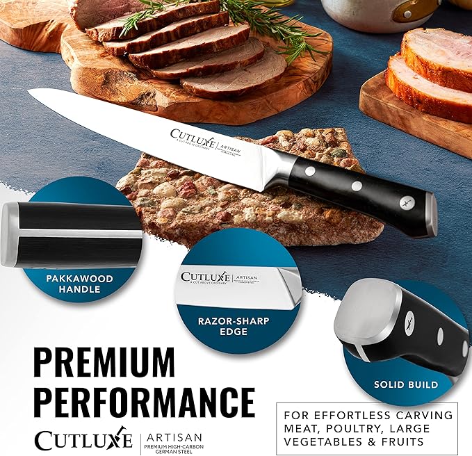 Cutluxe Turkey Carving Knife Set Carving Fork & Knife for Meat, BBQ, Brisket Razor Sharp Premium