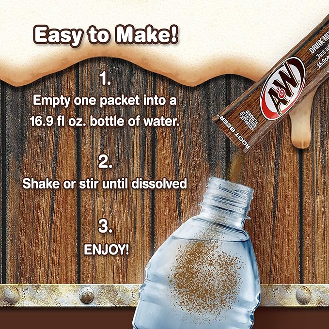 A&W, Root Beer ??Powder Drink Mix - (12 boxes, 72 sticks) ??Sugar Free & Delicious, Makes 72