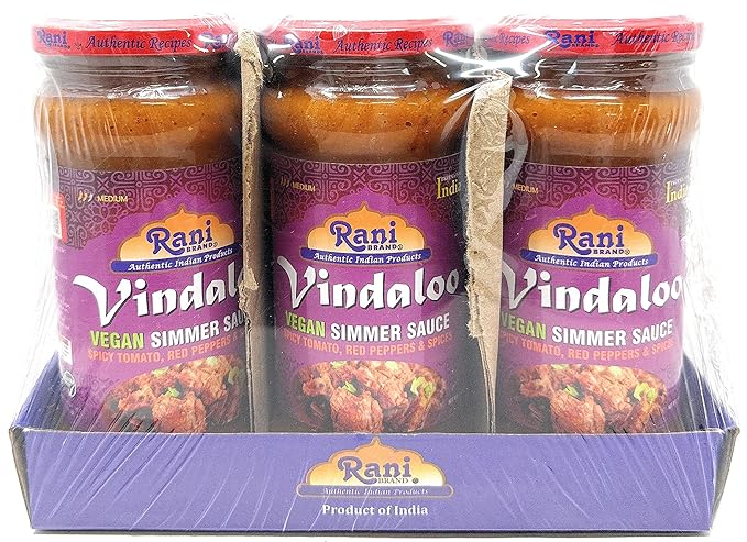 Rani Vindaloo Curry Vegan Simmer Sauce (Spicy Tomato, Red Peppers & Spices) 14oz (400g) Glass Jar