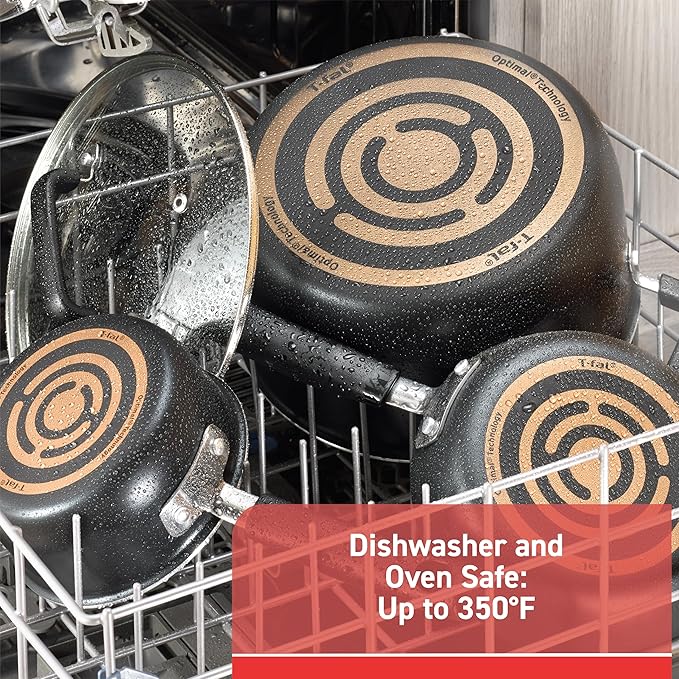 T-fal Signature Nonstick Cookware Set 12 Piece, Oven Broiler Safe 350F, Pots and Pans, Kitchen