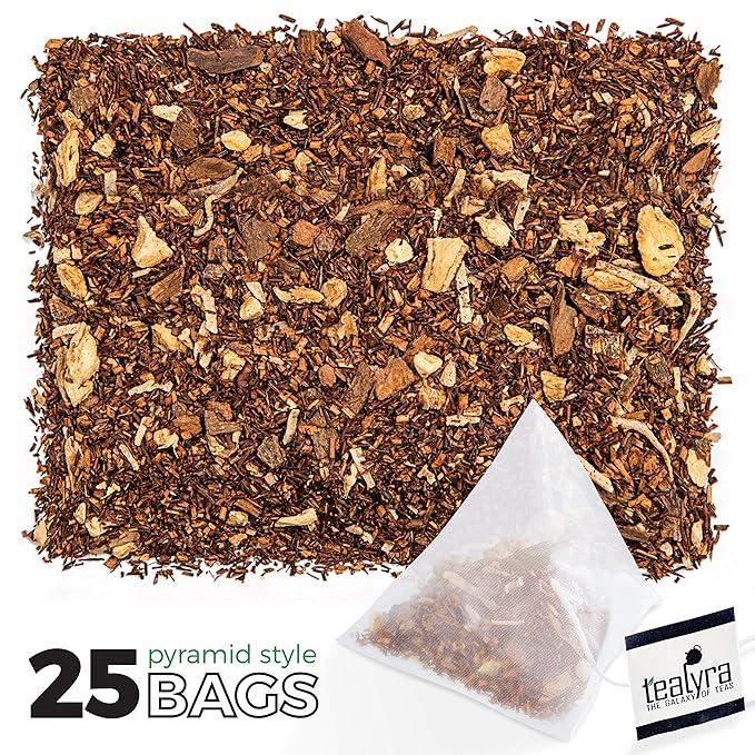 Tealyra - Rooibos Coconut Vanilla Chai - 25 Bags - Ginger Cinnamon - Red Bush Rooibos Herbal Loose