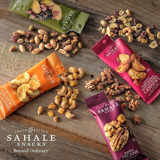 Sahale Snacks Classic Fruit and Nut Trail Mix, 1.5 Oz Grab & Go Bags (18 Packs) - Dry-Roasted