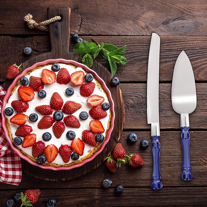 Cake Knife and Server Set, Cake Cutter and Pie Spatula, Cake Server and Knife Set with Acrylic