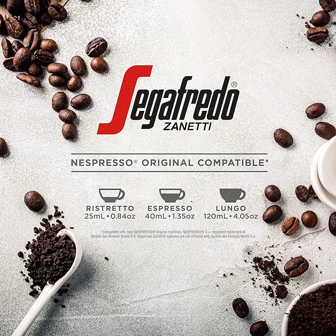Segafredo Zanetti Espresso Capsules – Aluminum Pods for Nespresso Original Machines – Medium-Dark