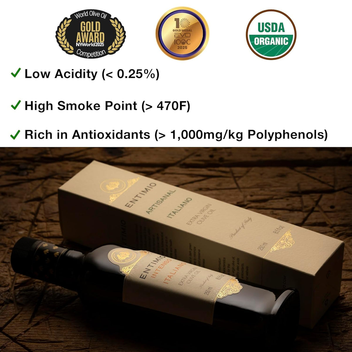 High Polyphenol Organic Extra Virgin Olive Oil (1000+ mg/kg) – Italian Early Harvest EVOO, Cold