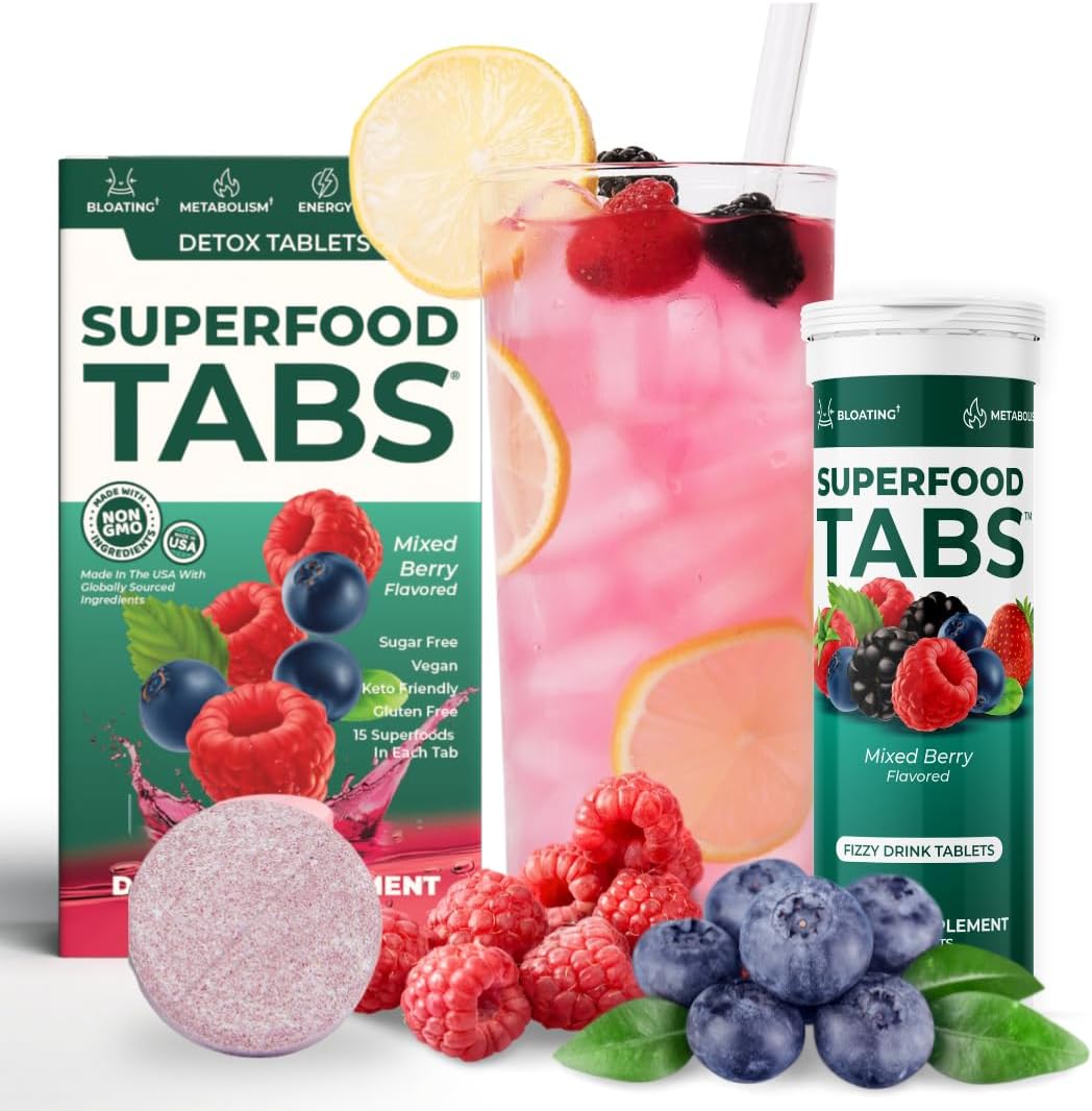 Superfood Tabs Detox Cleanse Drink - Fizzy Nutrition Supplement for Women and Men - Support Healthy