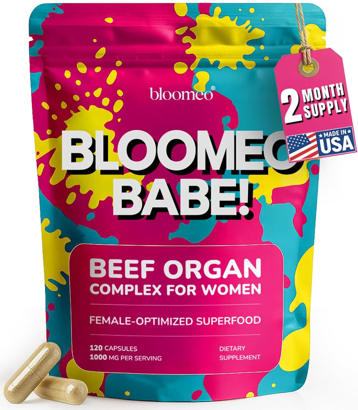 Beef Organ Supplement for Women | 100% Grass Fed Beef Liver Capsules with Heart, Kidney &