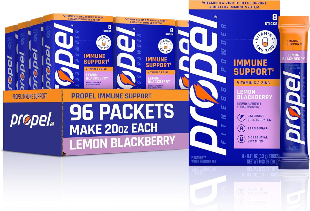Propel Immune Support Powder Drink Mix, Lemon Blackberry, Zero Sugar Electrolyte Hydration Packets