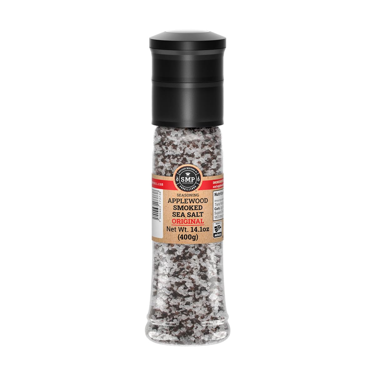 Applewood Smoked Sea Salt Grinder (14.1 oz) – Gourmet Finishing Salt for BBQ, Steak & Seafood