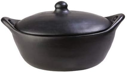 Authentic Chamba Oval Roaster w/Cover - Elegant, All-Natural Black Clay Dutch Oven for Braising