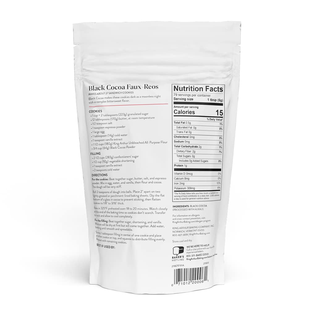 King Arthur Black Cocoa Powder, Dutch Processed Cocoa for Baking, Intense Dark Chocolate Flavor