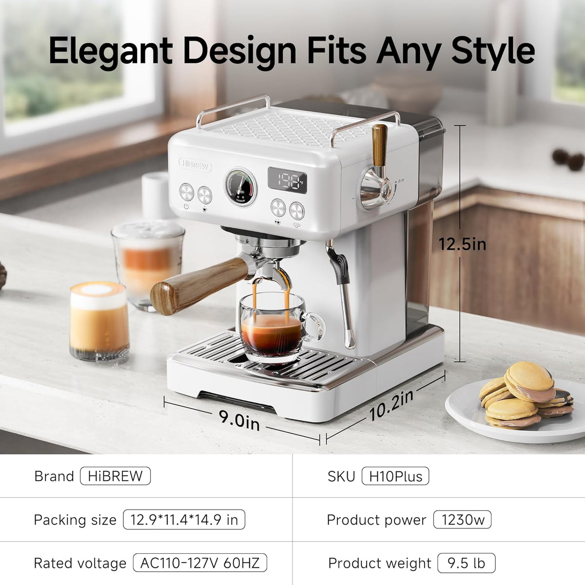 HiBREW H10Plus Programmable Espresso Machine, 20 Bar