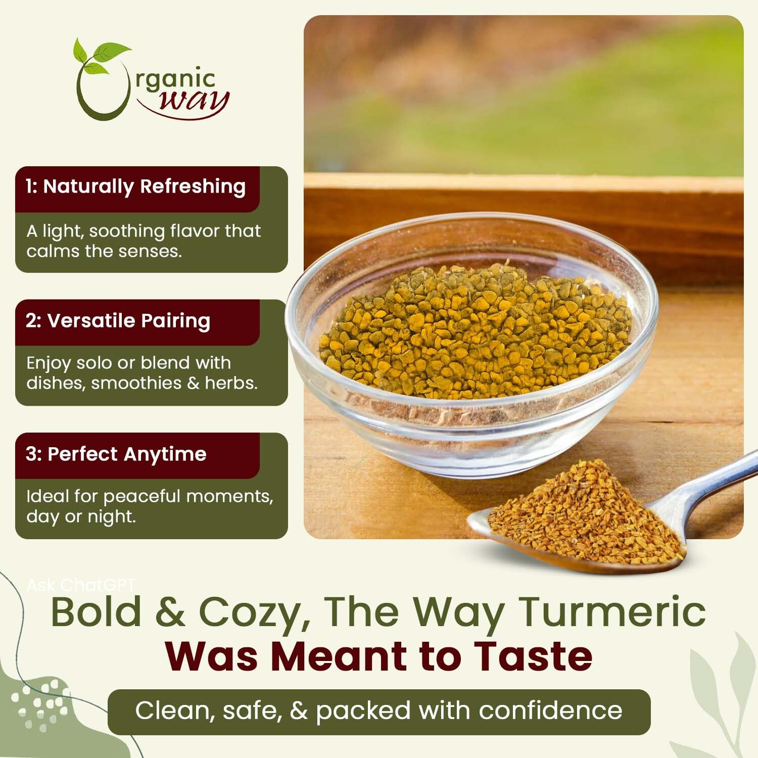 Organic Turmeric Root Cut & Sifted Herbal Tea – USDA Organic, Vegan, Non-GMO & Gluten Free Dried