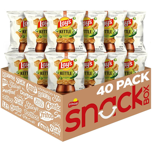 Lay's Kettle Cooked Potato Chips, Jalapeno, 0.85 Ounce (Pack of 40)
