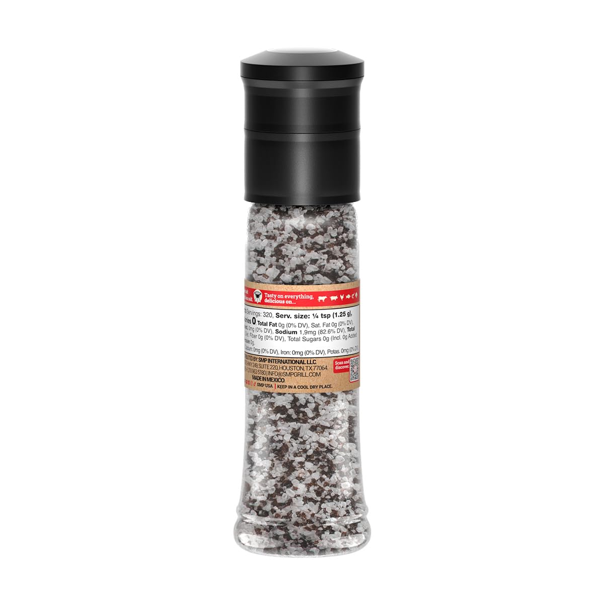 Applewood Smoked Sea Salt Grinder (14.1 oz) – Gourmet Finishing Salt for BBQ, Steak & Seafood