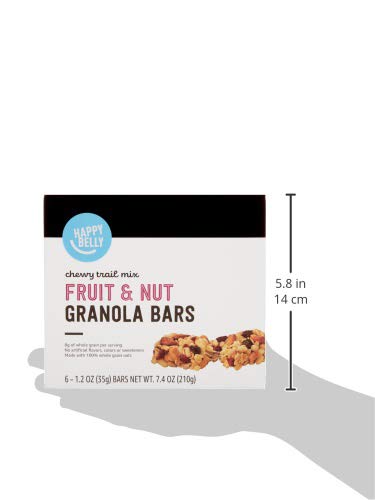 Amazon Brand - Happy Belly Fruit & Nut Chewy Trail Mix Granola Bars, 6 Count