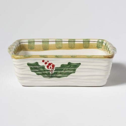 Vietri Old St. Nick Square Baker with Chef, Christmas Oven Baking Dish, 10" Square Earthenware Bake