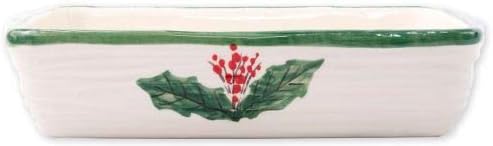 Vietri Old St. Nick Rectangular Baker with Chef, 14"L Christmas Oven Baking Dish Earthenware