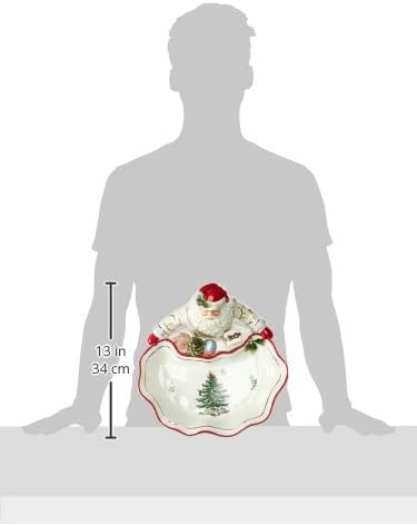 Spode Christmas Tree Gold Collection Figural Santa Dish, 12.25-Inch Holiday Décor Candy Bowl - Fine