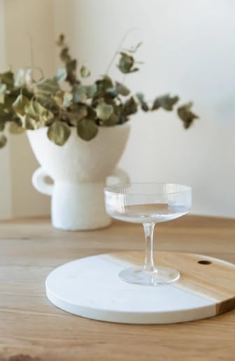 Khen Ribbed Vintage Art Deco Coupe Glasses - Martini, Champagne & Cocktail Ribbed Glasses 12oz |