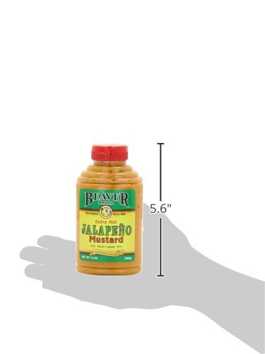 Beaver Jalapeno Mustard, 13 Ounce Squeeze Bottle (Pack of 6)
