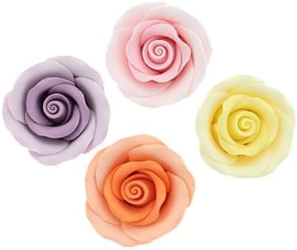 Global Sugar Art Premium Edible Roses, Assorted Spring Colors, Unwired, Medium 1.5 inches, 12 Count
