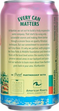 AUTX RAMBLER Sparkling Water, Texas Limestone Mineral Blend, Grapefruit Flavor, 12-Ounce Cans
