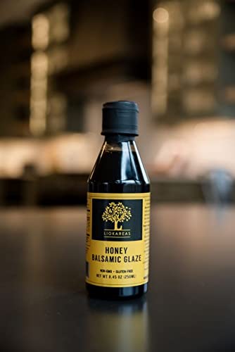 Liokareas Greek Honey Balsamic Glaze - Organic - NonGMO - 8.45oz - No Artificial Honey Flavor ONLY