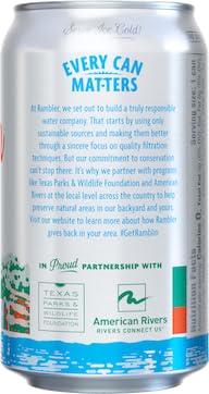 AUTX RAMBLER Sparkling Water, Texas Limestone Mineral Blend, Original Natural Flavor, 12-Ounce