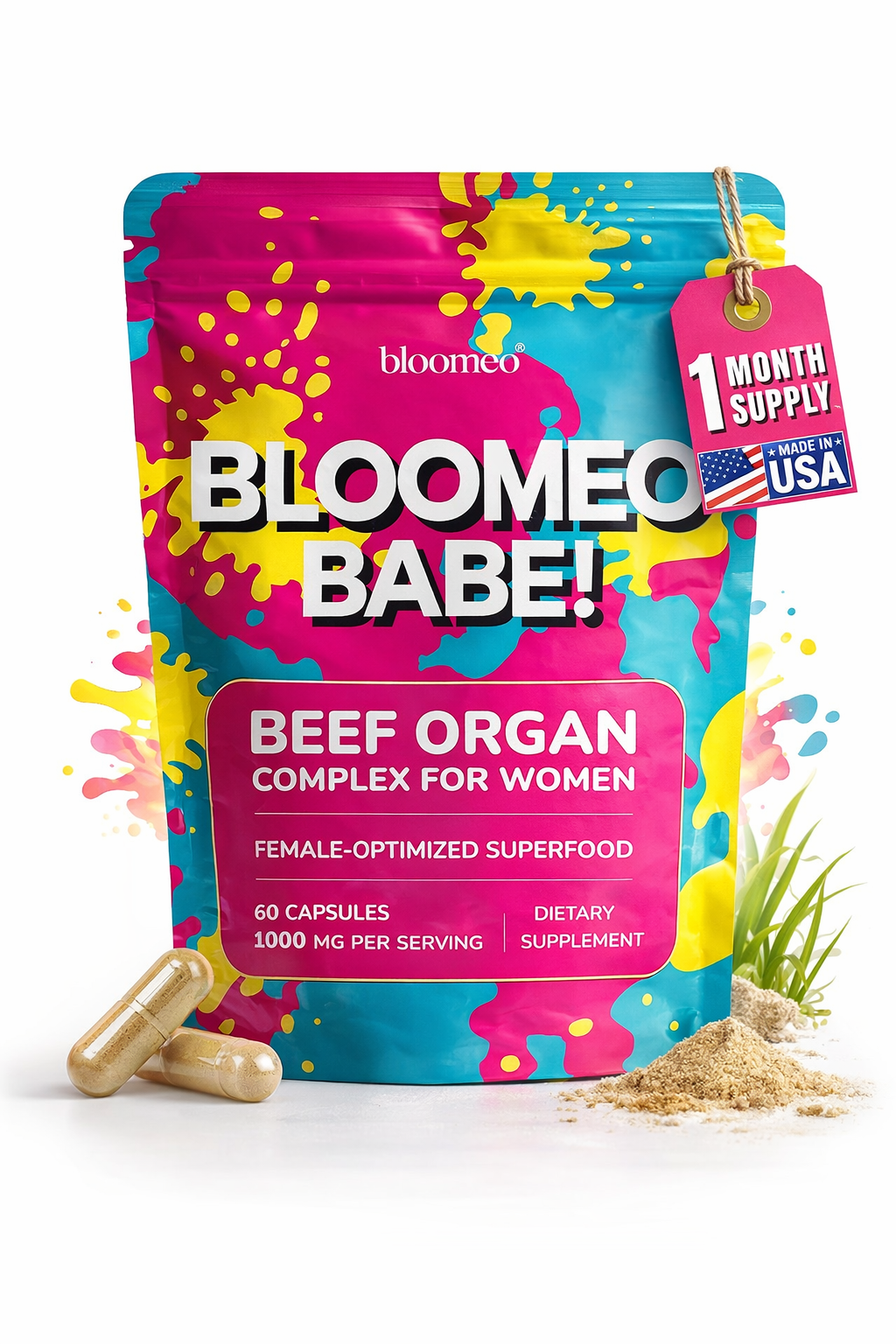 Beef Organ Supplement for Women | 100% Grass Fed Beef Liver Capsules with Heart, Kidney &