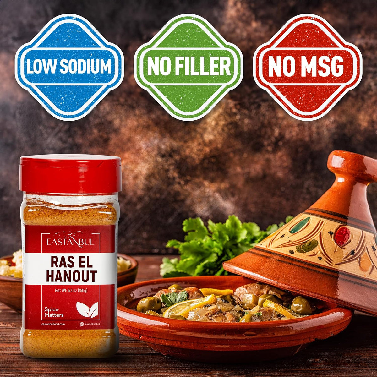 Eastanbul Ras El Hanout Spice, 5.3oz, Meat Seasoning, All-in-One Ras El Hanout Moroccan Spice