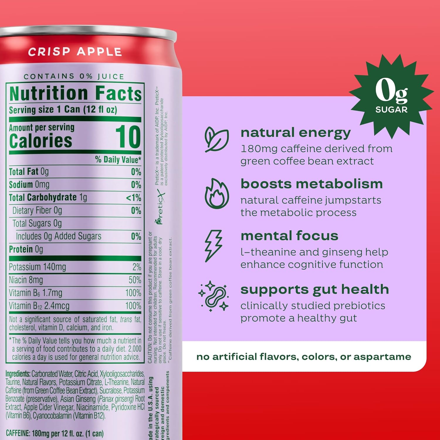 Bloom Nutrition Sparkling Energy Drink - Natural Caffeine, Zero Sugar, 180mg Caffeine