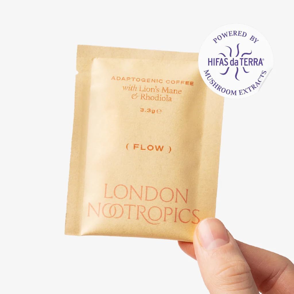 London Nootropics - Flow - Adaptogenic Mushroom Coffee with Lion’s Mane & Rhodiola - 12 Sachets
