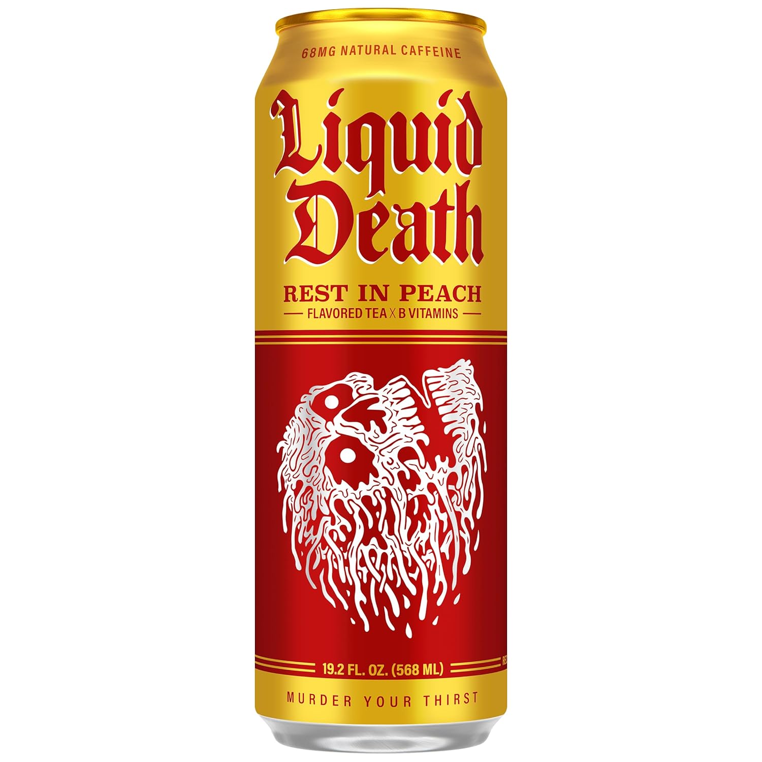 Liquid Death Iced Tea - Rest In Peach (Peach-Flavored Black Tea), King Size, 19.2 Fl Oz, Pack of 12