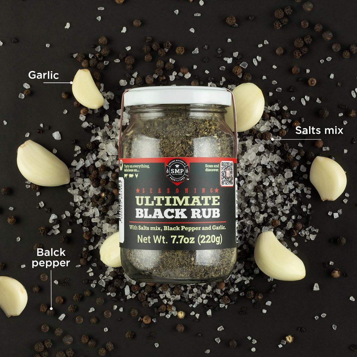 Ultimate Black Rub Seasoning (7.7 oz) – Natural BBQ Dry Rub for Steak, Chicken & Grilling