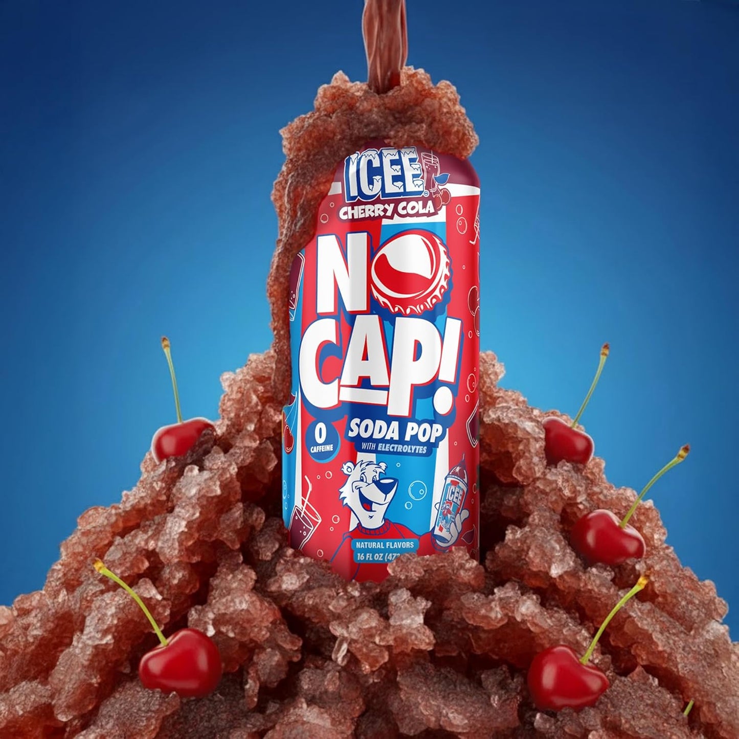 NO CAP! Next Gen Soda Pop Cherry Cola with Electrolytes for Hydration, Zero Sugar, Zero Calories