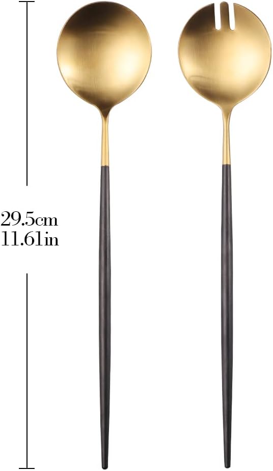 Salad Servers,Spoon and Fork Set 11.41 inch,18/10 Stainless Steel Salad Serving Titanium Plating