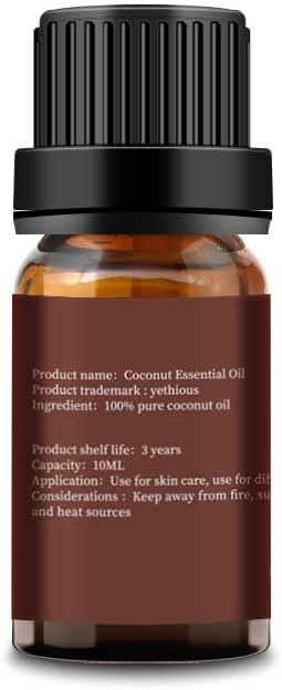 yethious Coconut Essential Oil for Diffuser, Skin, Hair, Massage Pure Natural Organic Coconut Oil