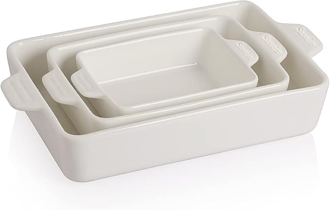 Sweejar Ceramic Bakeware Set, Rectangular Baking Dish for Oven Lasagna Pans for Cooking, Kitchen
