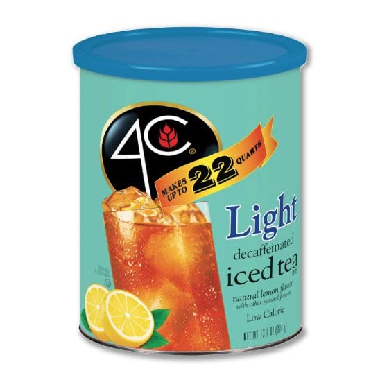 4C Zero Sugar Powdered Drink Mix Cannisters, Zero Sugar Decaffeinated Iced Tea 3 Pack, 22 Quarts