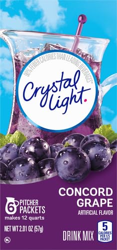Crystal Light Sugar-Free Concord Grape Low Calories Powdered Drink Mix 6 Count Pitcher Packets