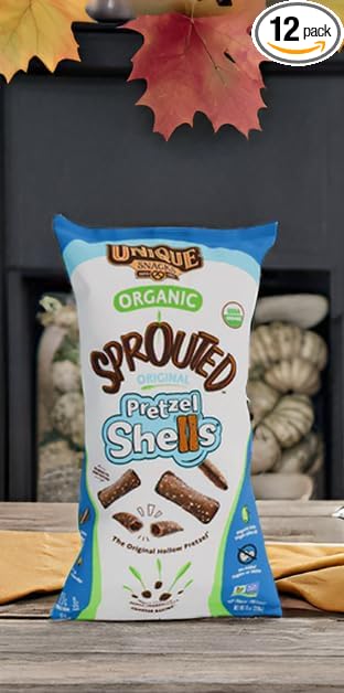 Unique Snacks Sprouted Pretzel Shells, Delicious Homestyle Baked Snack Bag, Vegan, OU Kosher, and