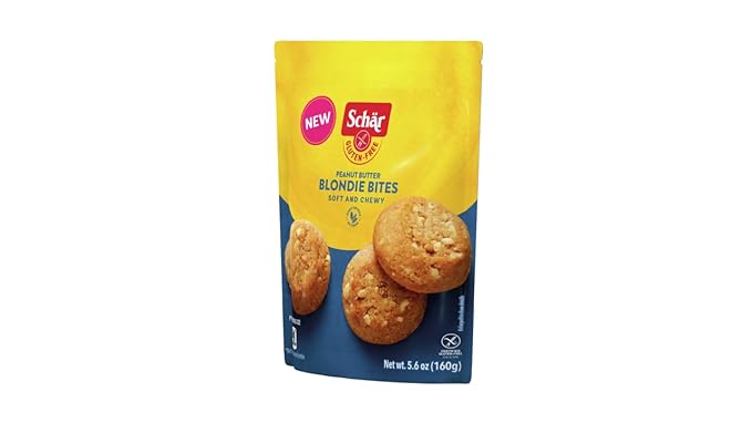 Schär Gluten-Free Peanut Butter Blondie Bites, 8-Pack – Creamy & Crunchy, Bite-Sized, Non-GMO, No