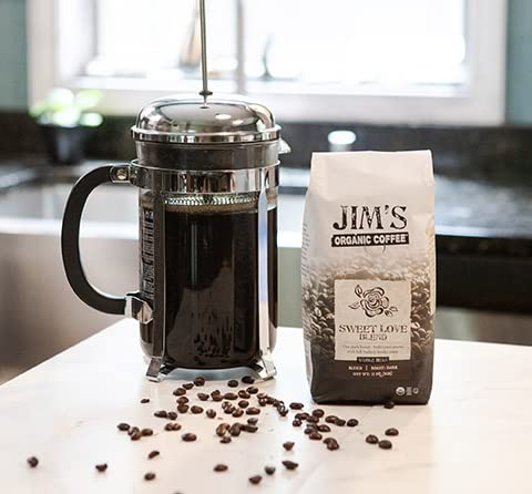 Jim?™s Organic Coffee ??Sweet Love Blend ??Whole Bean, Dark Roast, Bold 11 oz Bag